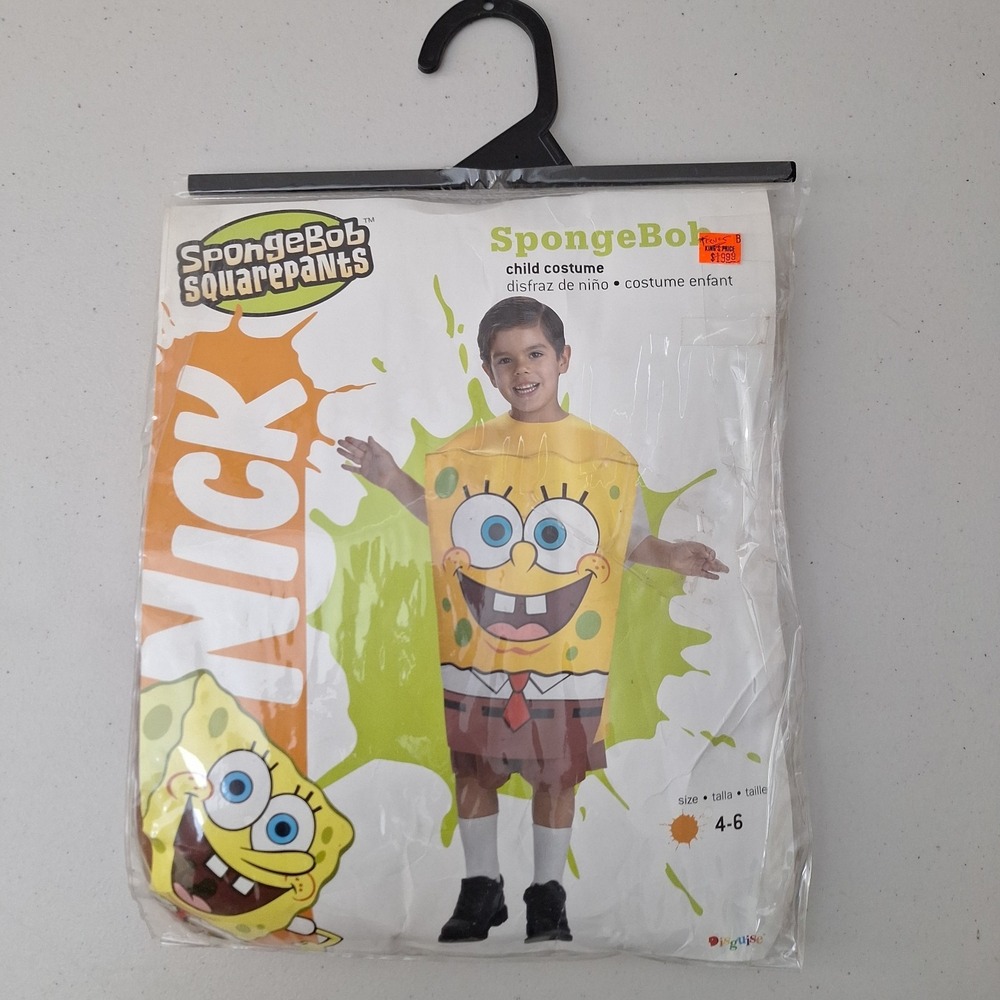 Vintage 2004 Nickelodeon SpongeBob SquarePants Child Costume 4-6 Padded NEW